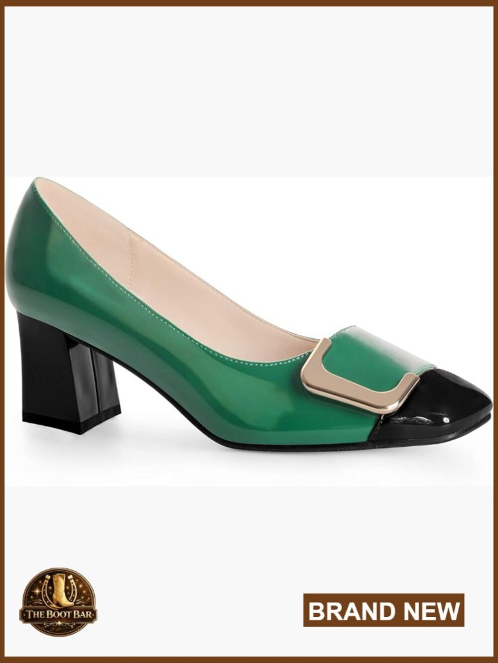 Women's Chunky Heel Pumps Square Toe Slip On Dress Shoes 2.4 Inch Block Heel